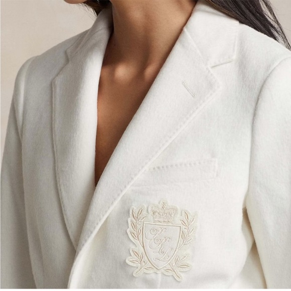 Polo Ralph Lauren Cream Monogram Crest Blazer Size 14 NWT Preppy Old Money - Picture 3 of 13